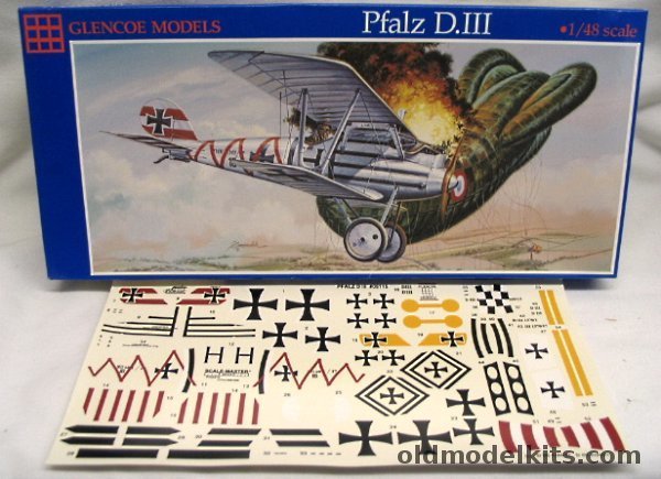 Glencoe 1/48 Pfalz D-III and Two Toms PE Detail Sets - With Decals for 9 Aircraft, 05115 plastic model kit
